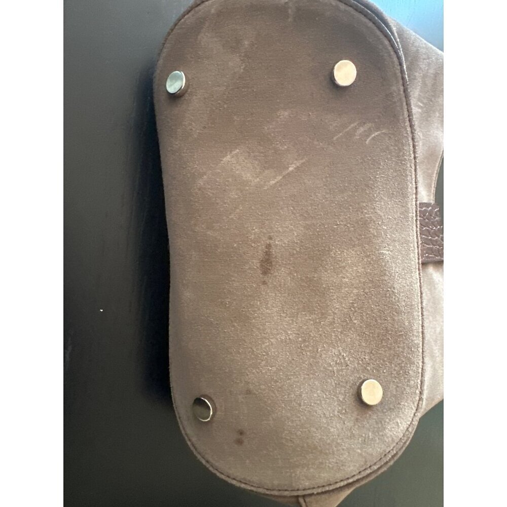 Claudia Firenze Taupe Suede‎ Crossbody Bag With Calf Hair Animal Print Strap - Picture 3 of 6